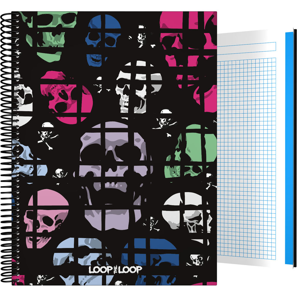 CADERNO FORR.A4 CADER. LOOP20 SKULLS