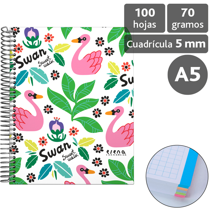 CADERNO FORR.A5 CADER.EC18 CISNE