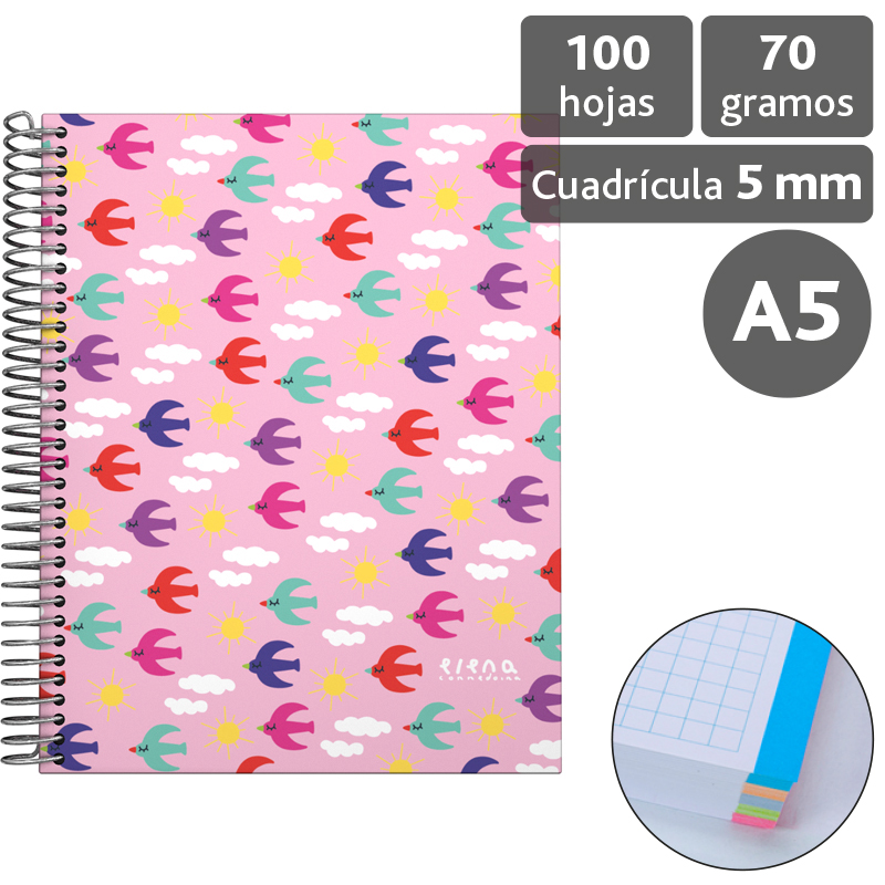 CADERNO FORR.A5 CADER.EC18 PAJAROS