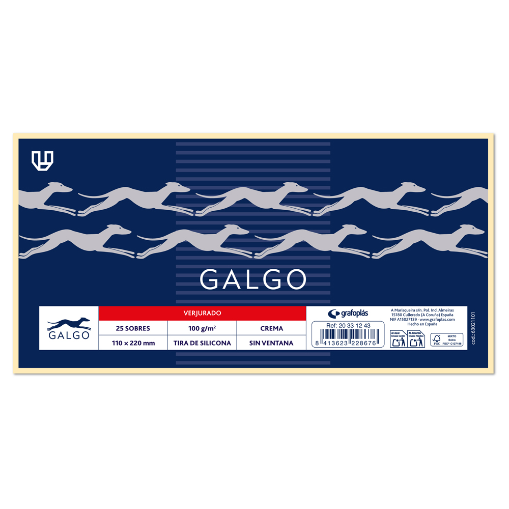PAC.25 ENVELOPES CREMA 110X220 100G T.SILIC