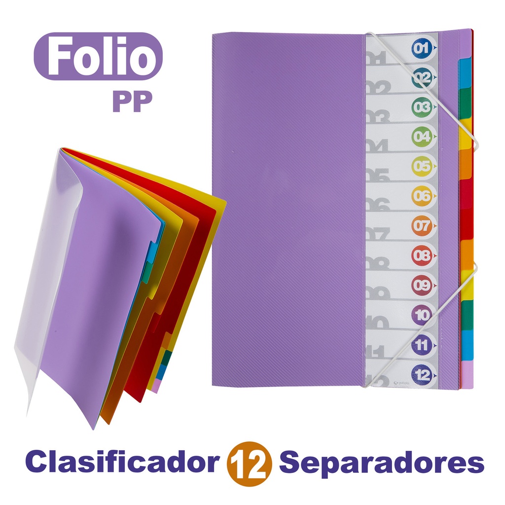 CLASIF.12 POS.PP MULTICOLOR TRANS.