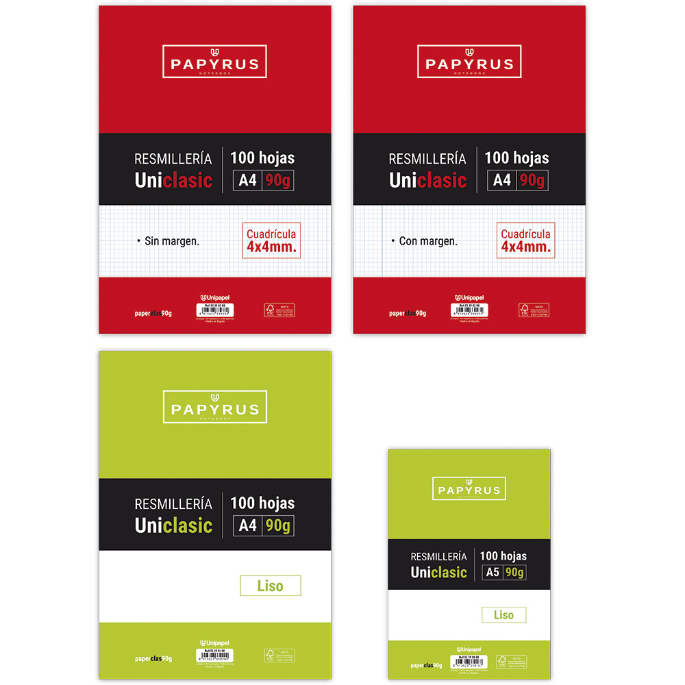 PAC.100H A5 PAPYRUS UNICLAS 90G LISO S/M