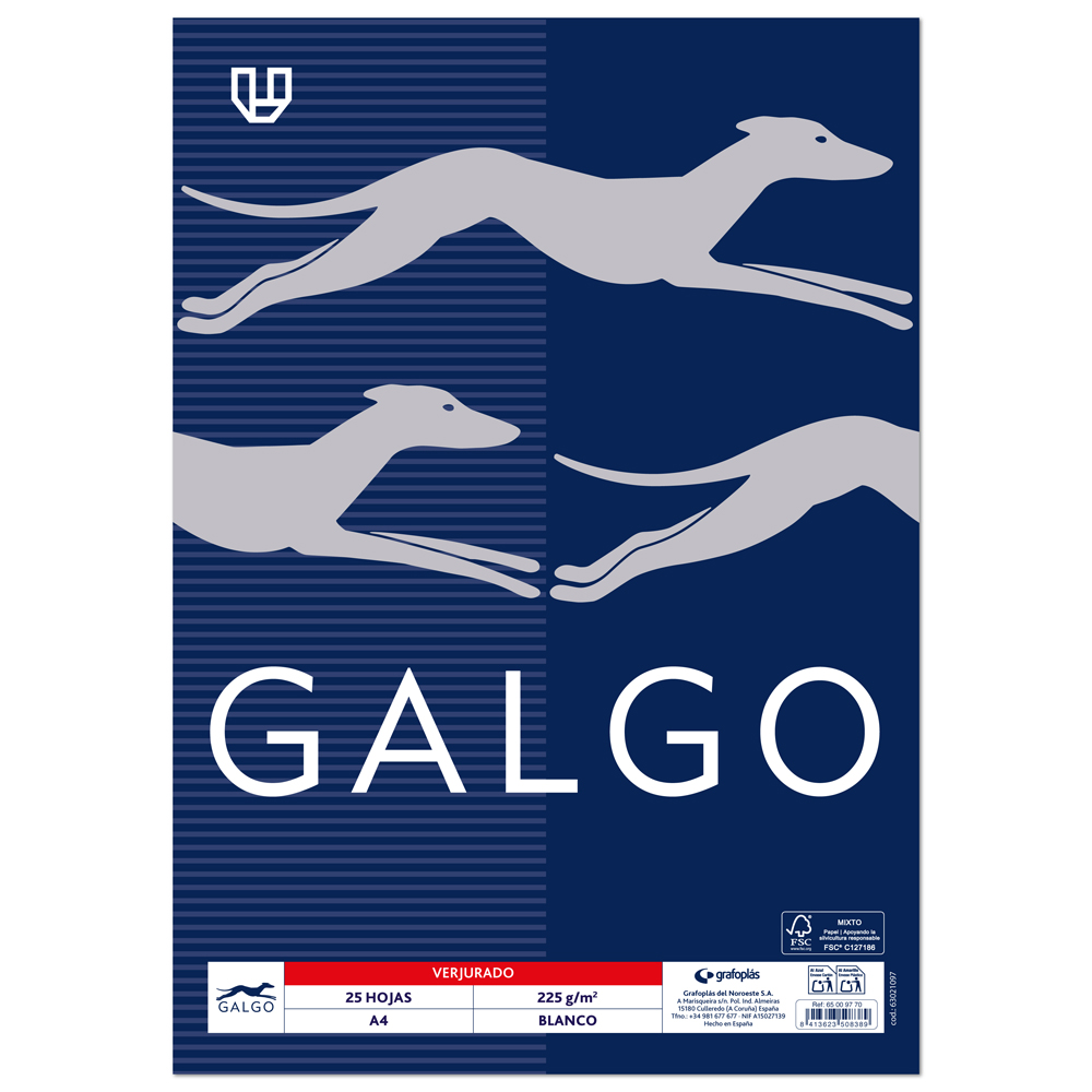 PAC.25H A4 225G PAPEL VERJURADO BLANCO