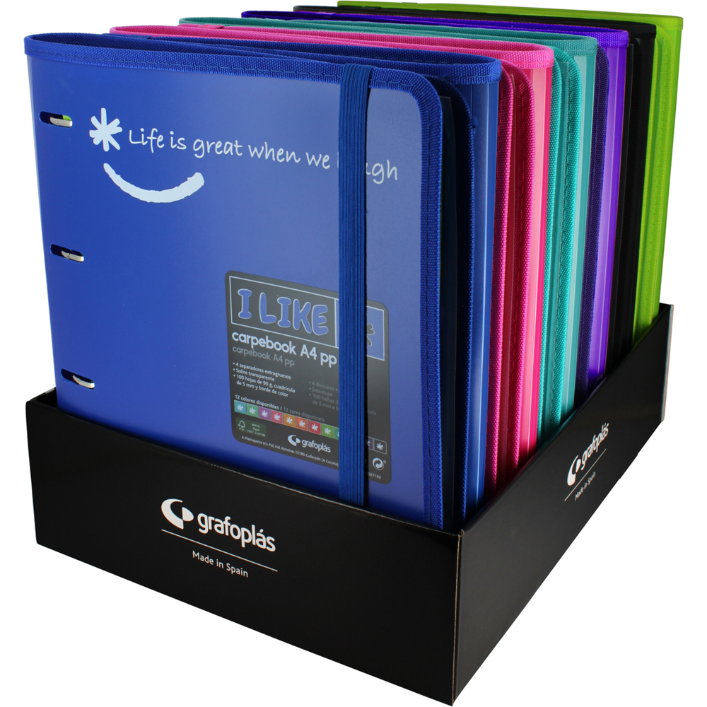 EXP.12 CARPEBOOK A4 PP LIKE2 COR.FUERTES