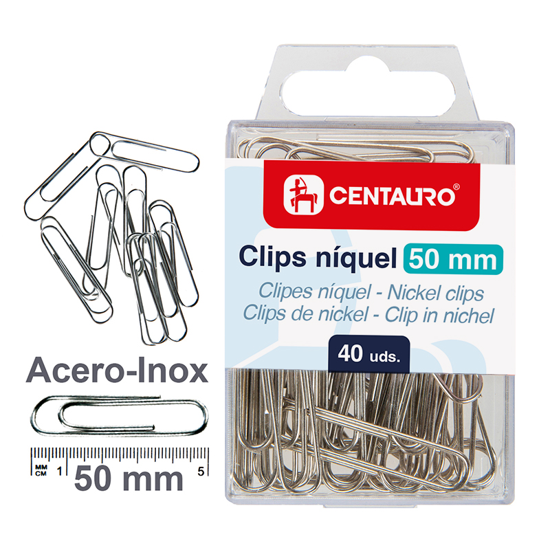CAIXA 40 CLIPS NIQUEL 50MM CENTAURO