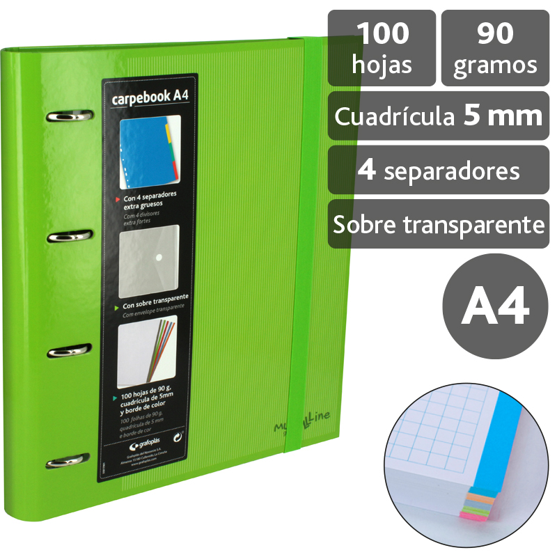 CARPEBOOK 4D35 A4 MULTILINE VERDE