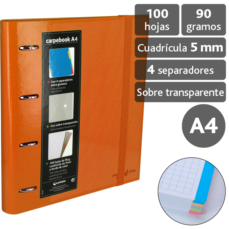 CARPEBOOK 4D35 A4 MULTILINE NARANJA