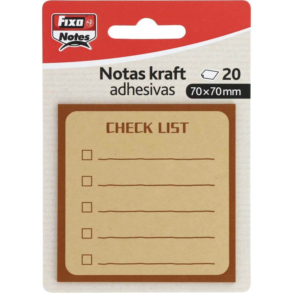 PACK 20 NOTAS ADH. 70X70MM CHECK KRAFT