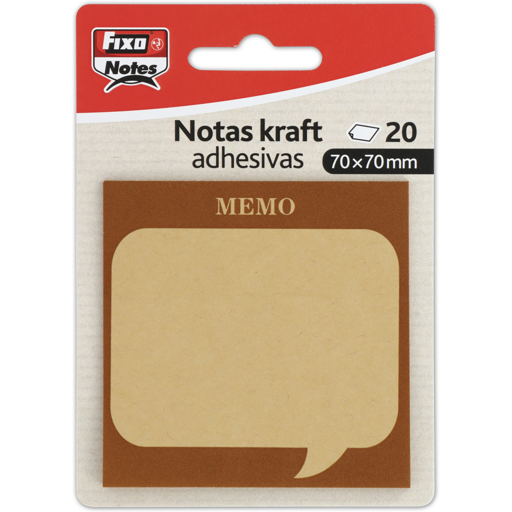 PACK 20 NOTAS ADH. 70X70MM MEMO KRAFT
