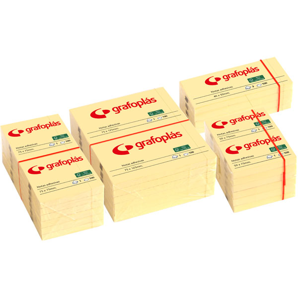 BLOC 100 NOTAS ADESIVA 50X75MM GRAFO AMARI
