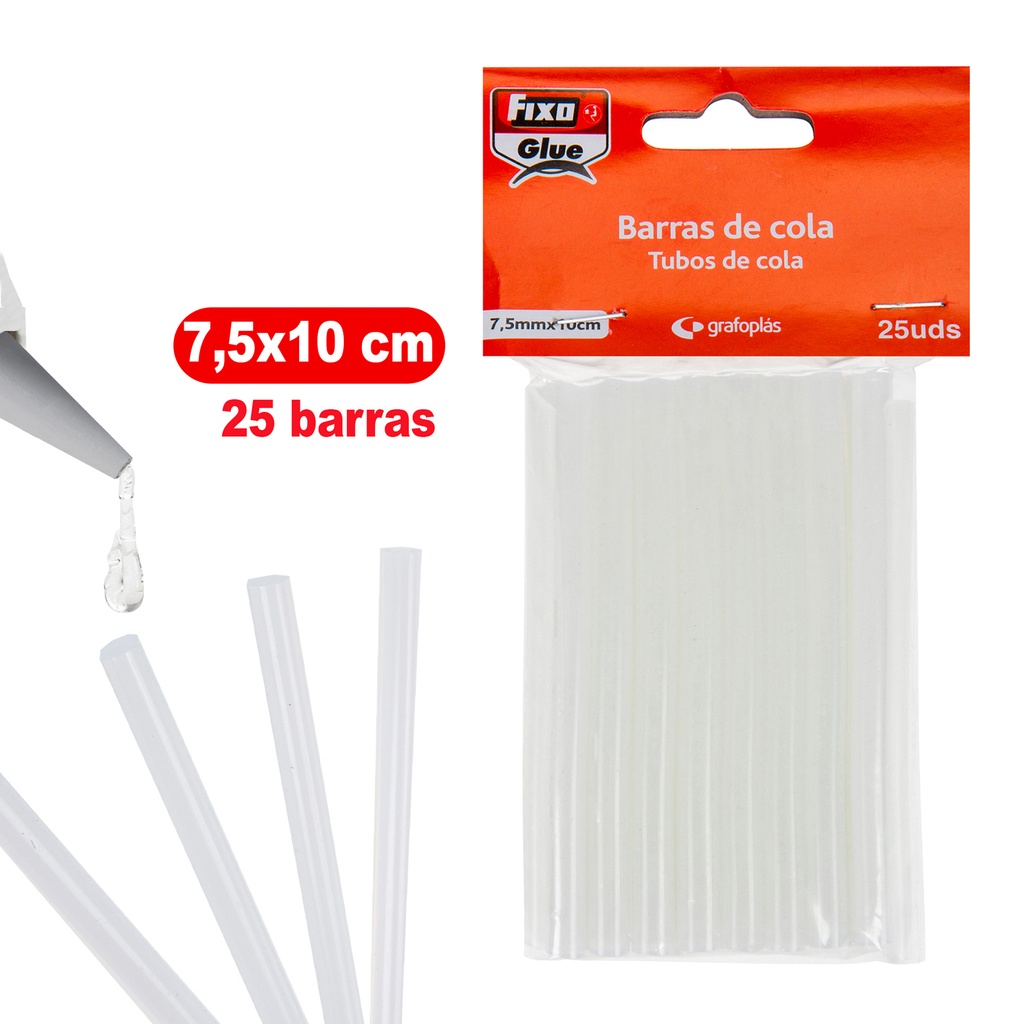 EMB. 25 BARRAS COLA TRANS.7,5X100MM