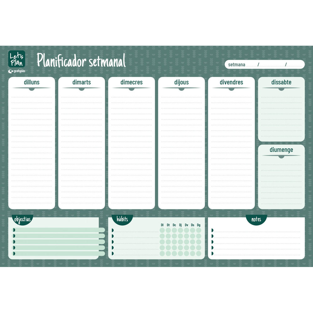 PLANIFICADOR SEMANALC/PEGAT.A3 CAT.VERDE