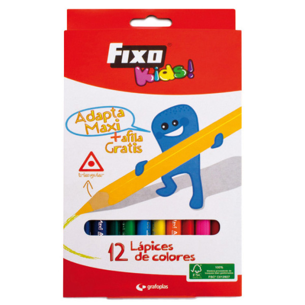 CAIXA 12 LAPIS COL.FIXO ADAPTA MAXI TRI