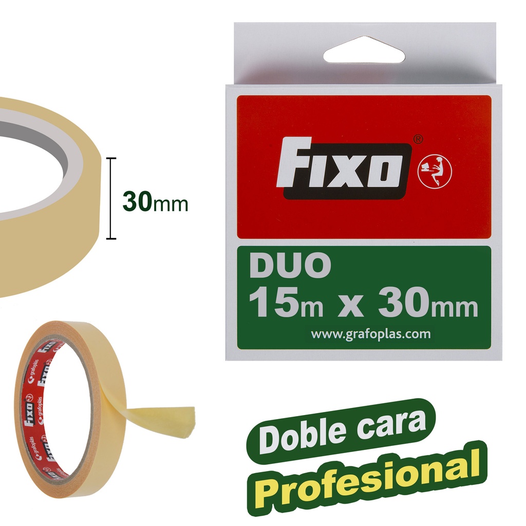 DUO FITA ADESIVA DOB CARA 15MX30MM FIXO