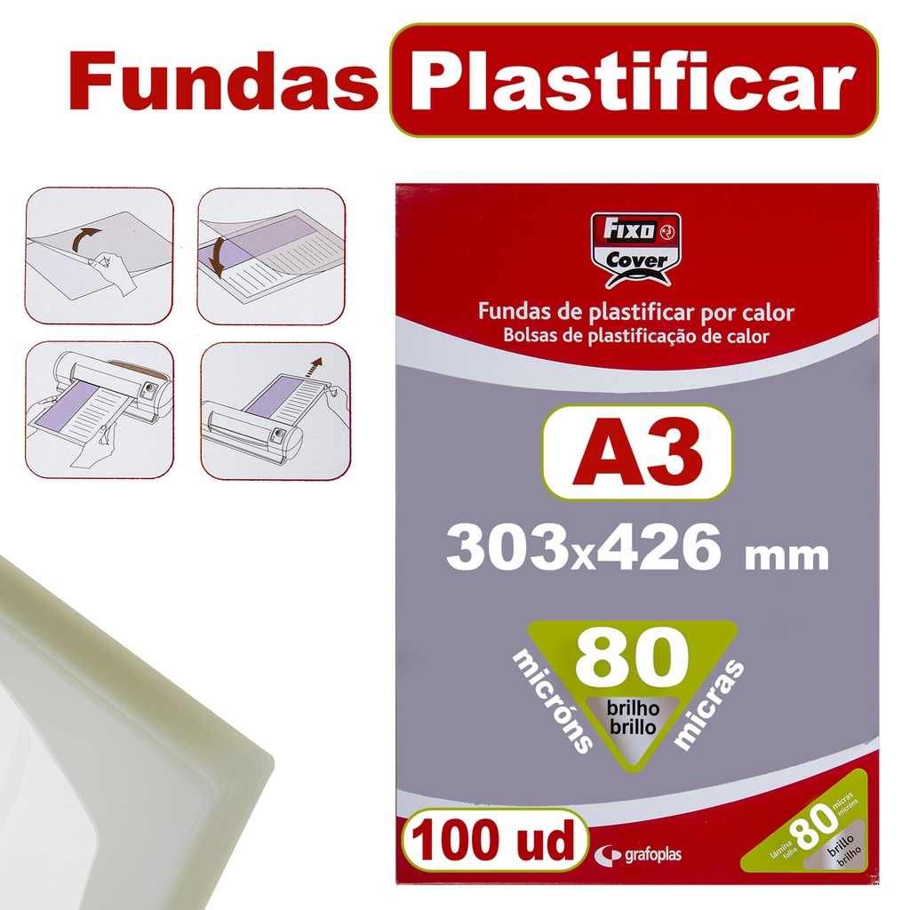 CAIXA 100 BOLSASPLAST.A3 BR.303X426MM 80MY