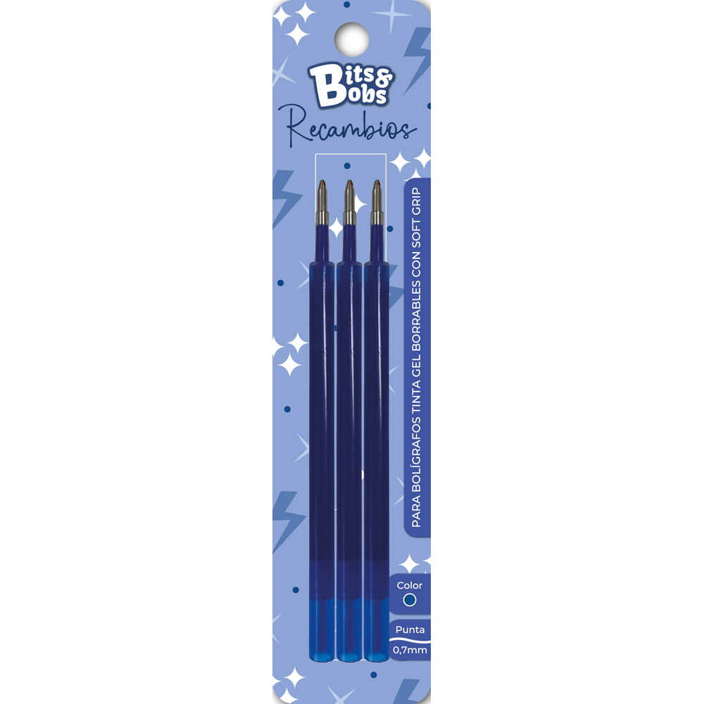 BLISTER 3 RECAMBIOS GEL BORRA.GRIP AZUL