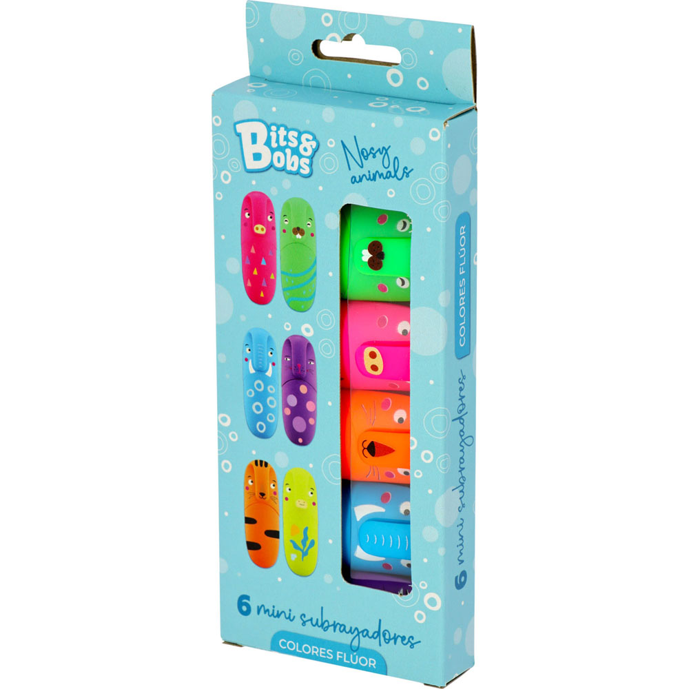 CAIXA6 MINI SUBLINHADORES FLUOR NOSY ANIMALS