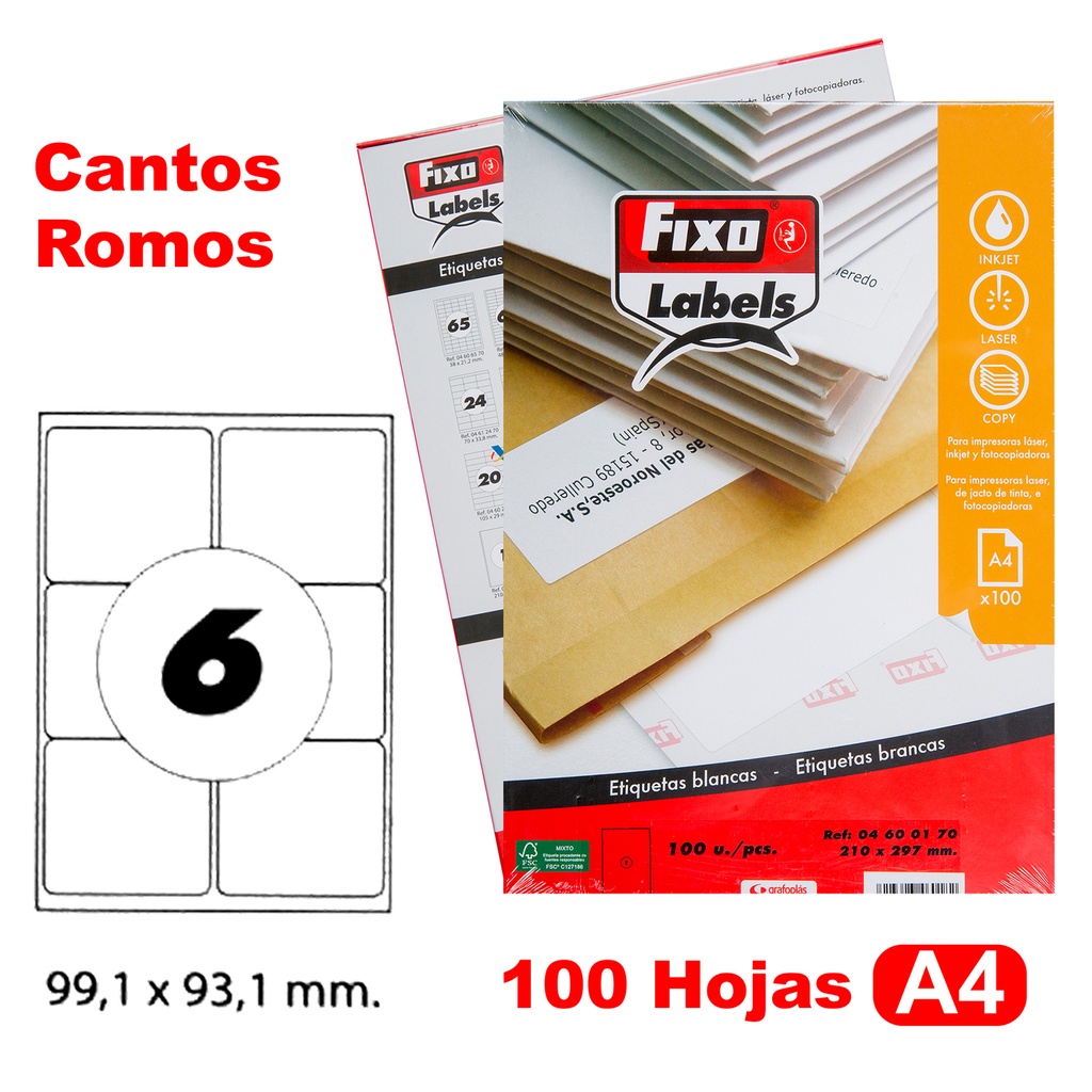CAIXA 100H.A4 ETIQUE.C/ROMO 99.1X93.1 MM