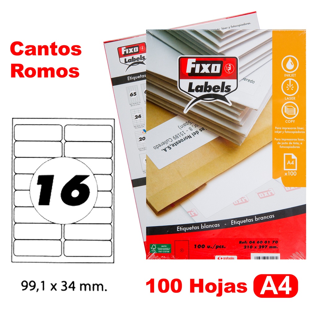 CAIXA 100H.A4 ETIQUE.C/ROMO 99,1X33,9MM