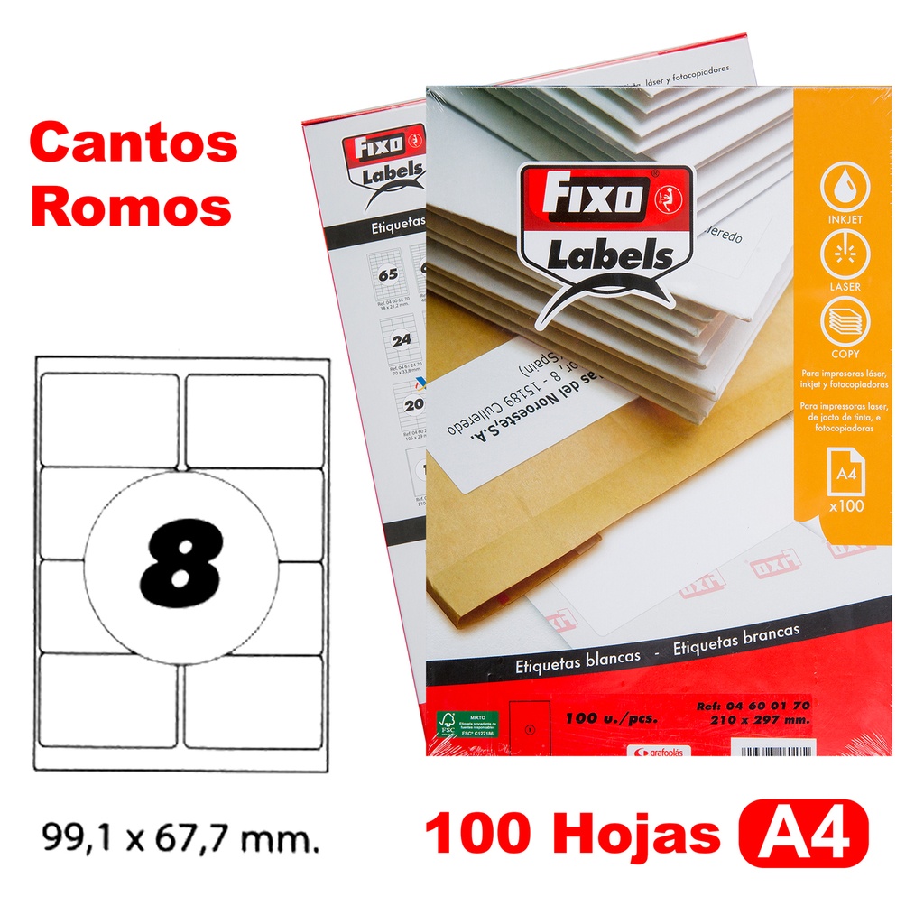 CAIXA 100H.A4 ETIQUE.C/ROMO 99.1X67.7 MM