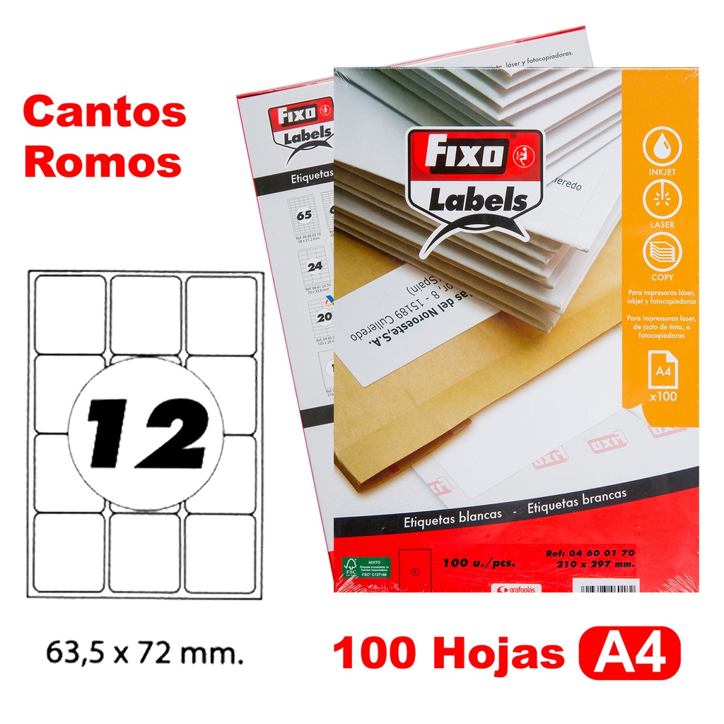 CAIXA 100H.A4 ETIQUE.C/ROMO 63,5X72 MM