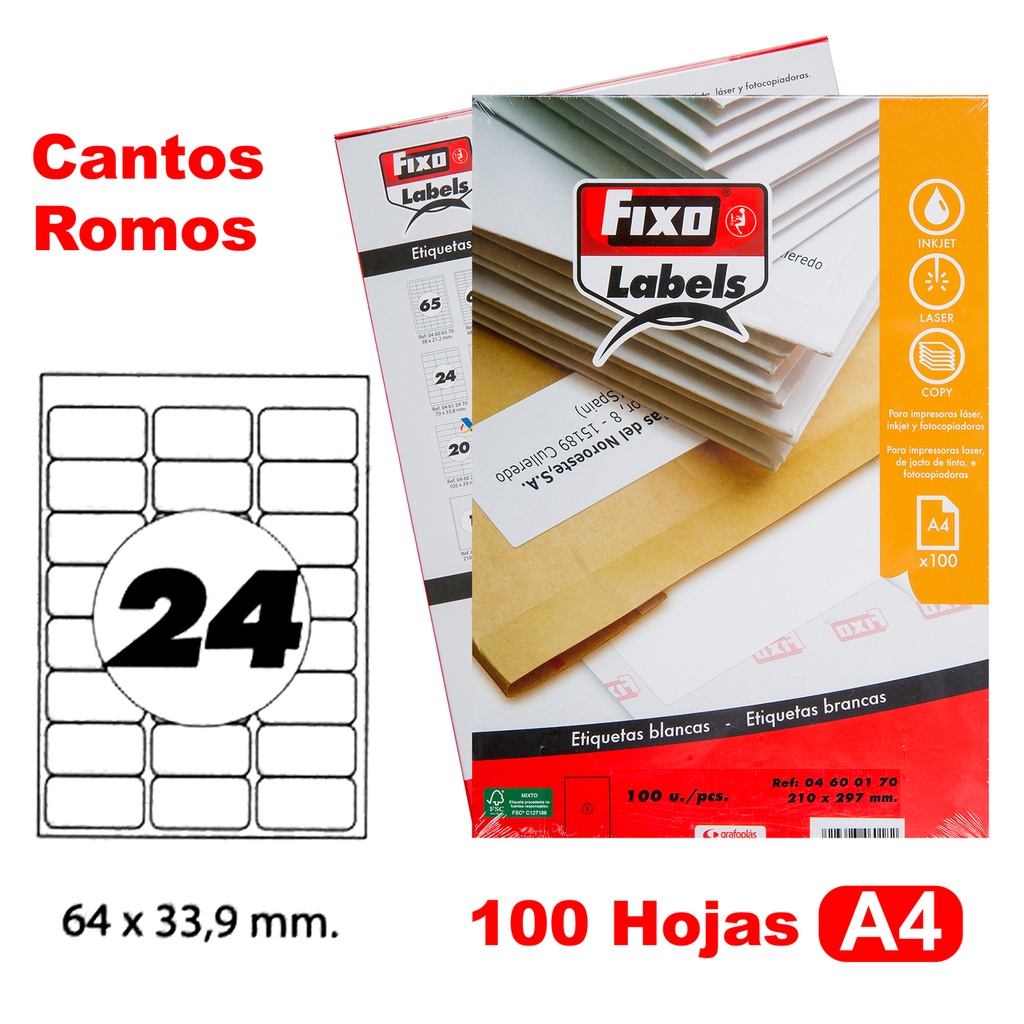 CAIXA 100H.A4 ETIQUE.C/ROMO 63,5X33,9MM