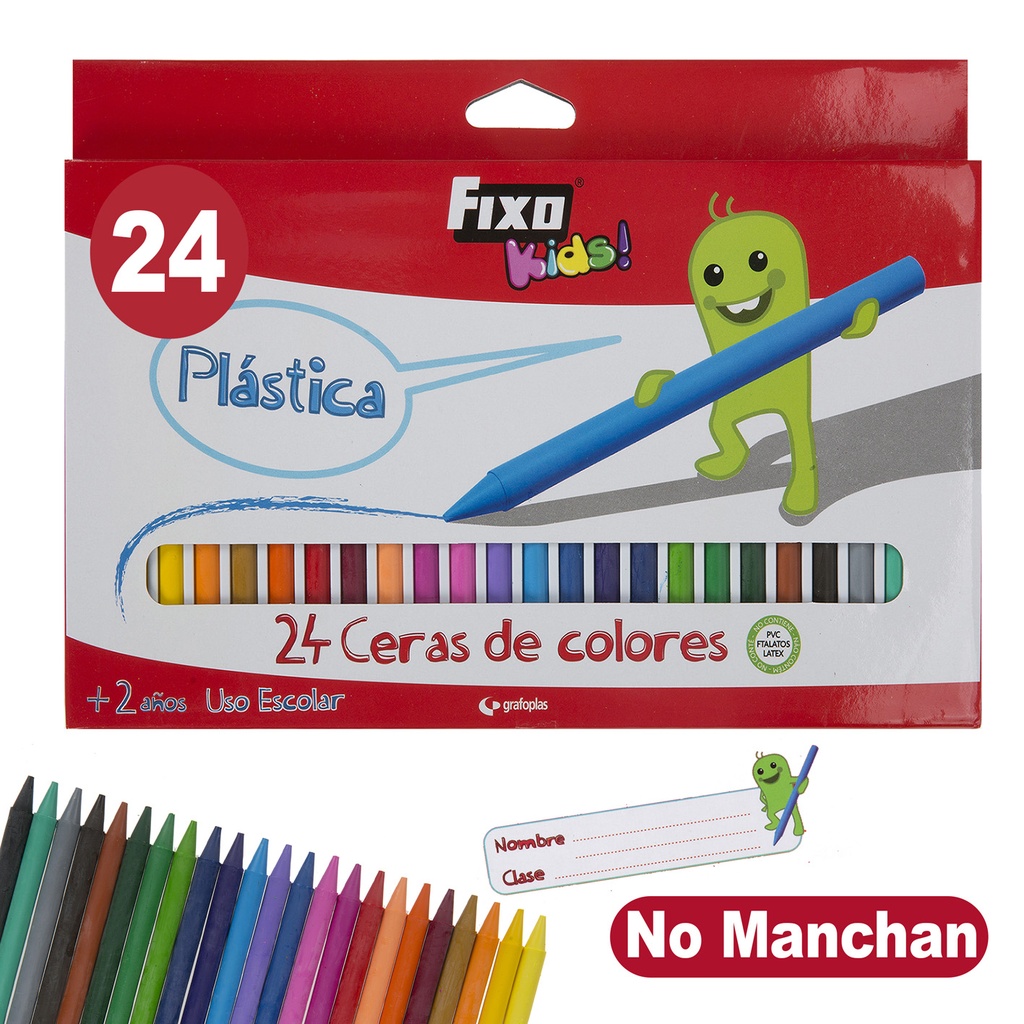 CAIXA 24 CERAS PLAST.FIXO KIDS