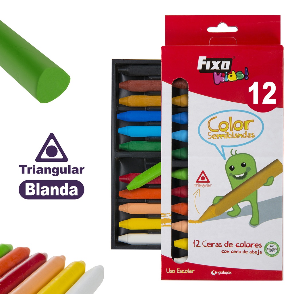 CAIXA 12UD.CERA SEMI-BLAN. COLOR FIXOKIDS