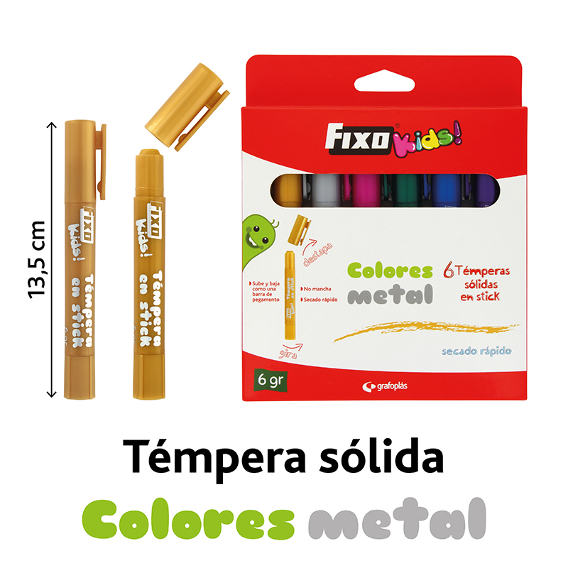 CAIXA 6 UDS TEMPERA SOLIDA 6GR COL.METAL