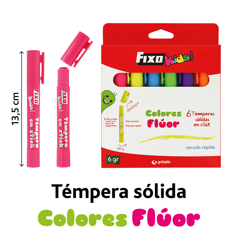 CAIXA 6 UDS TEMPERA SOLIDA 6GR COL.FLUOR