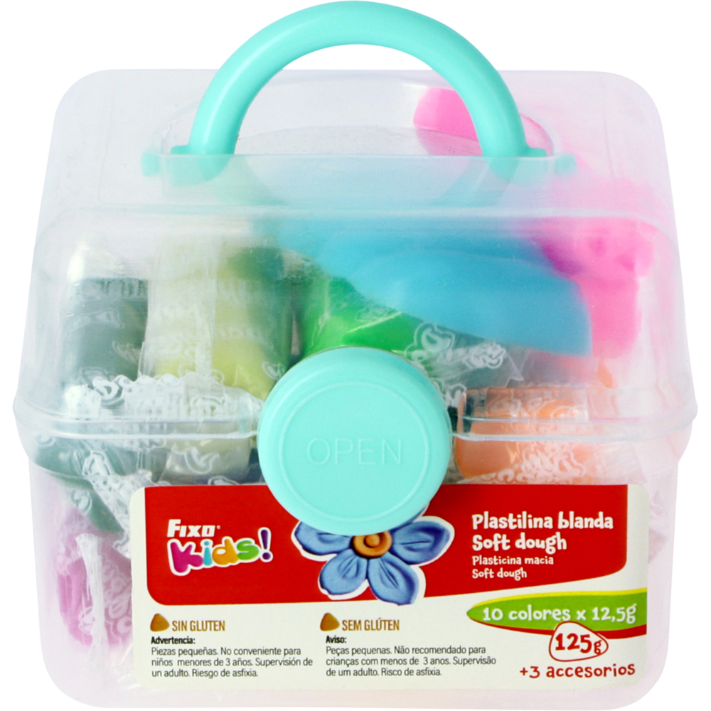 COFRE PLASTILINA 10COL 125G+3ACCES.AZUL