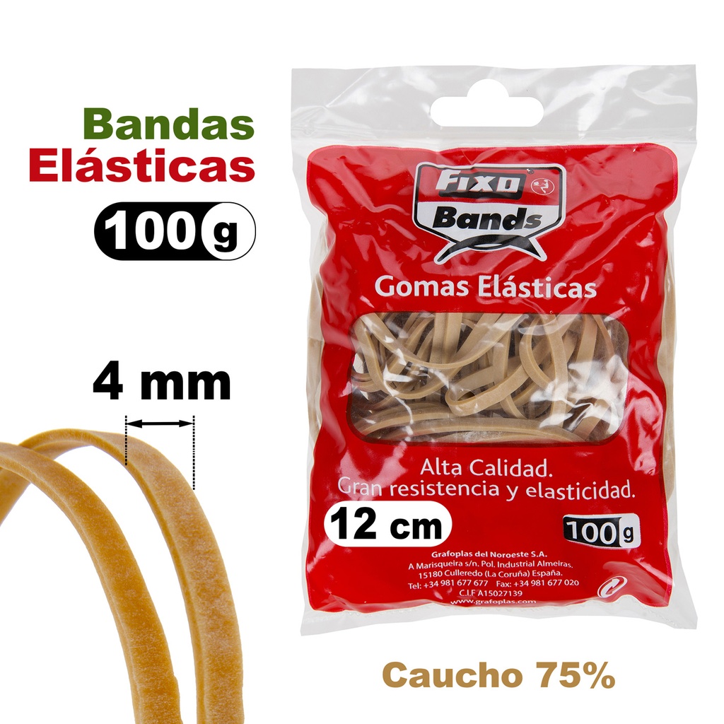 EMB. 100G. BANDAS C/ ELAST.4MMX12CM FIXO