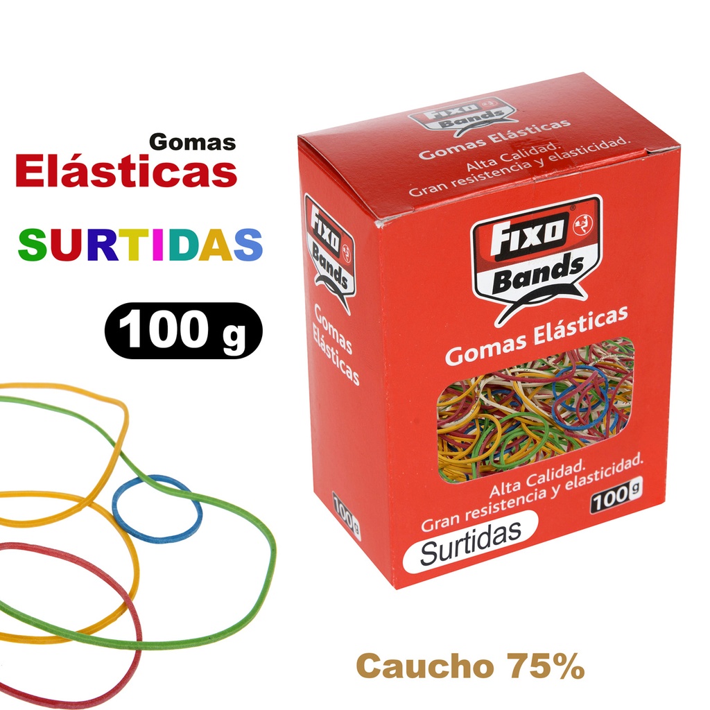 CAIXA 100G C/ ELAST.SORT.TAMANHOS+COLOR