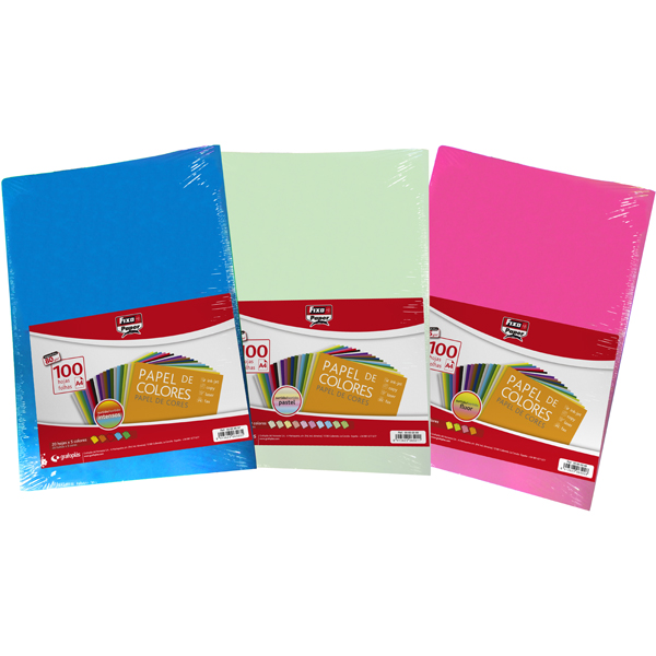PAQ.100 FLS A4 80G SORTIDO PASTEL
