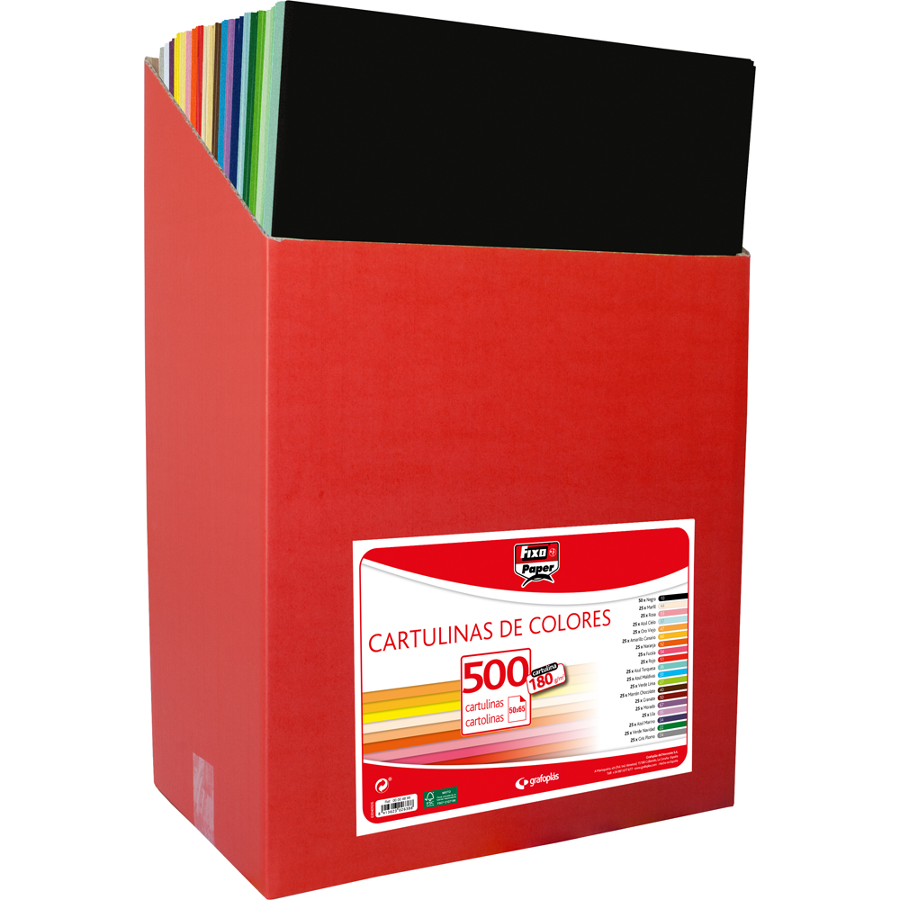 CAIXA 500 CARTOLINAS 180G 50X65 COL.SORT.