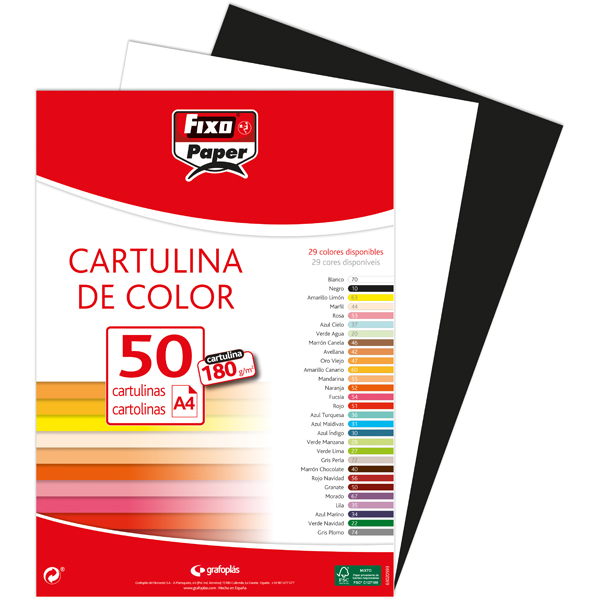 PAQ.50 CARTOLINA 180G.A4 NEGRO