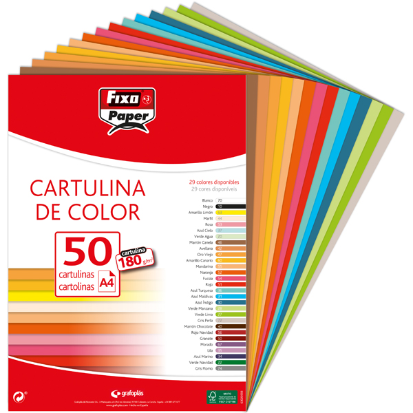 PAQ.50 CARTOLINA 180G.A4 MANDAR.