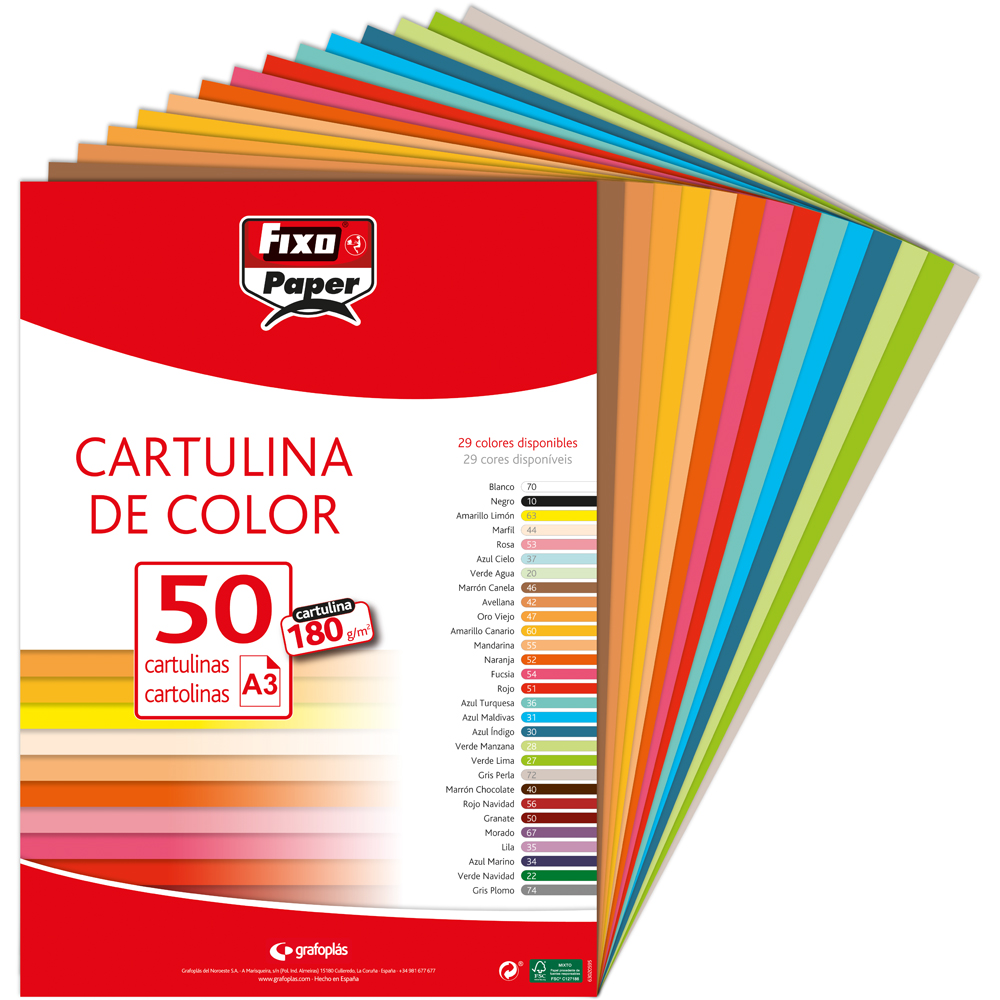 PAQ.50 CARTOLINA 180G.A3 V.MANZANA