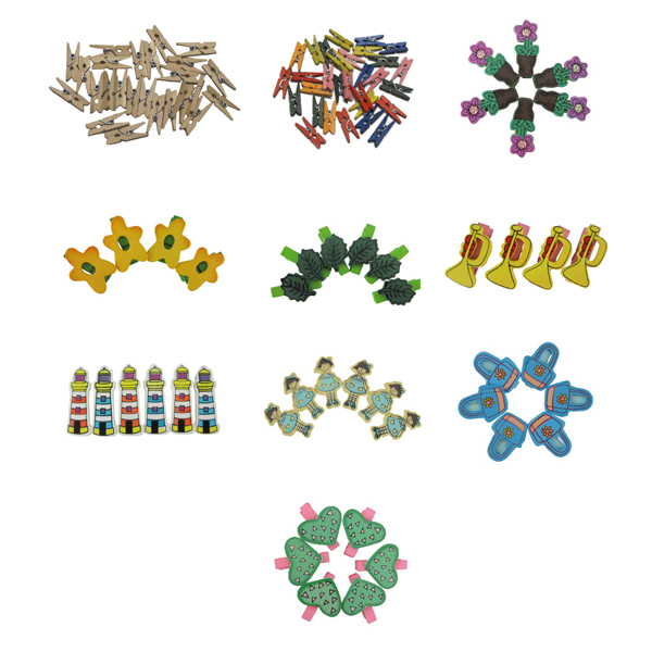 PACK 4 PINZAS MADERA TROMPETAS