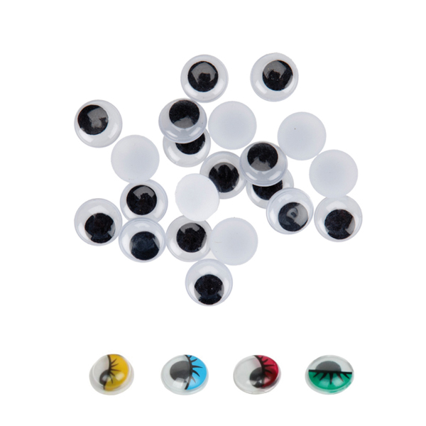 PACK 60 OJOS MOVIB. OVAL.ADH.NEGROS 8MM