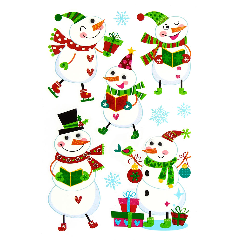 PEGATINAS C/OJITOS MOVILES MUNECOS NIEV