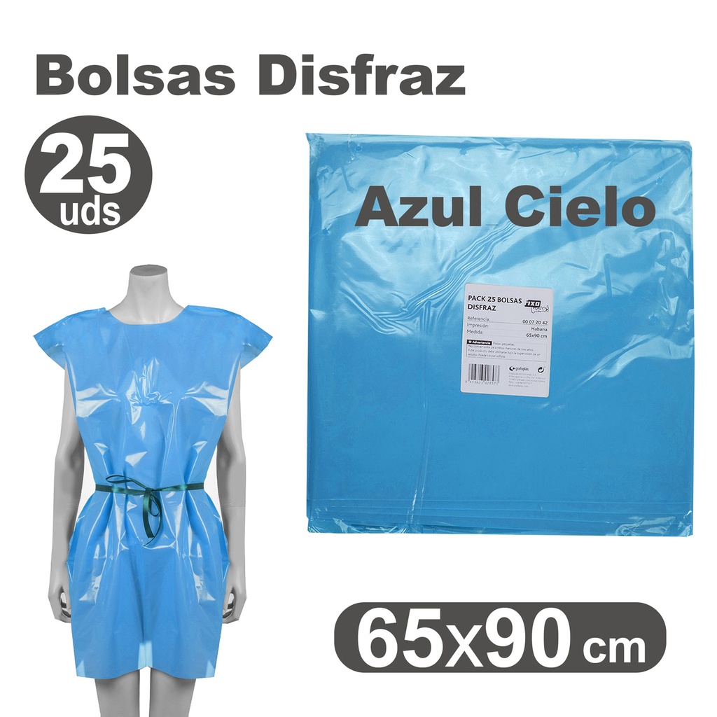 PACK25 BOLSA DISFRAZ 65X90 AZUL CLARO