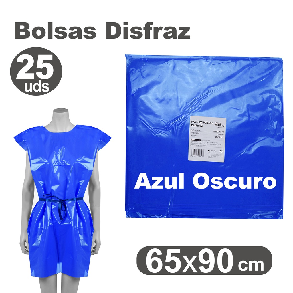PACK25 BOLSA DISFRAZ 65X90 AZUL OSCURO