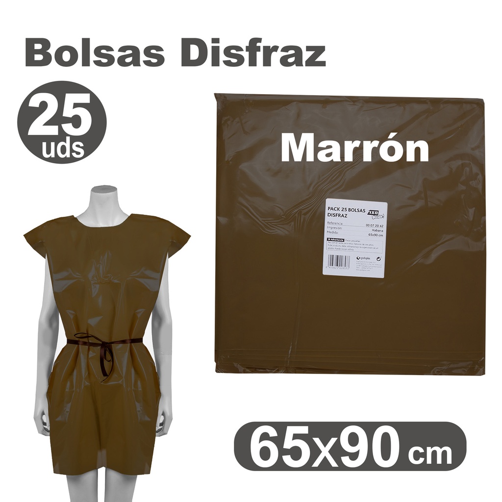 PACK25 BOLSA DISFRAZ 65X90 MARRON