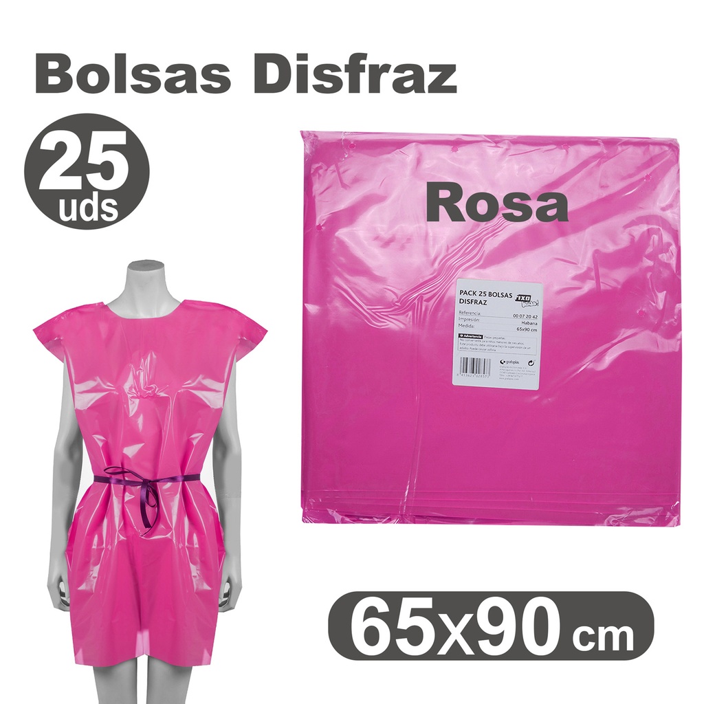 PACK25 BOLSA DISFRAZ 65X90 ROSA