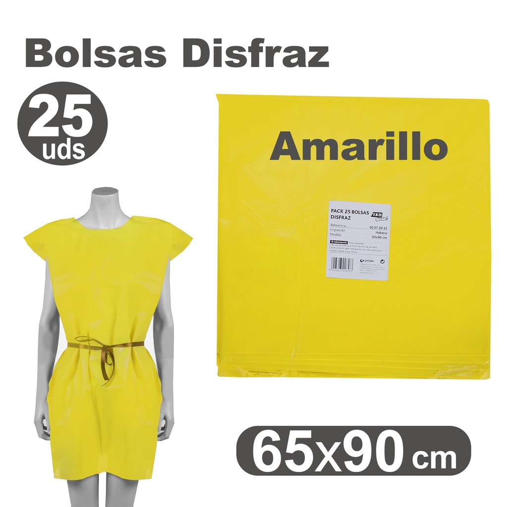 PACK25 BOLSA DISFRAZ 65X90 AMARILLO