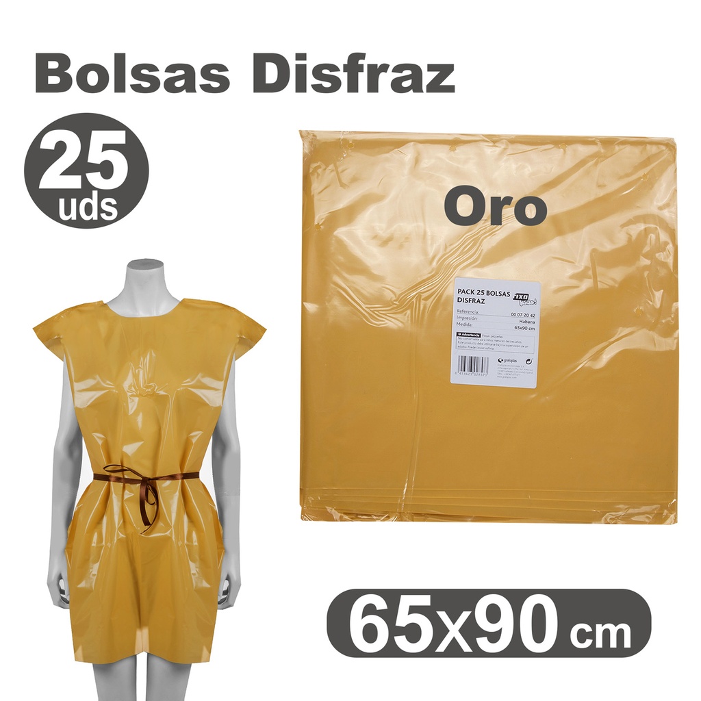 PACK25 BOLSA DISFRAZ 65X90 ORO