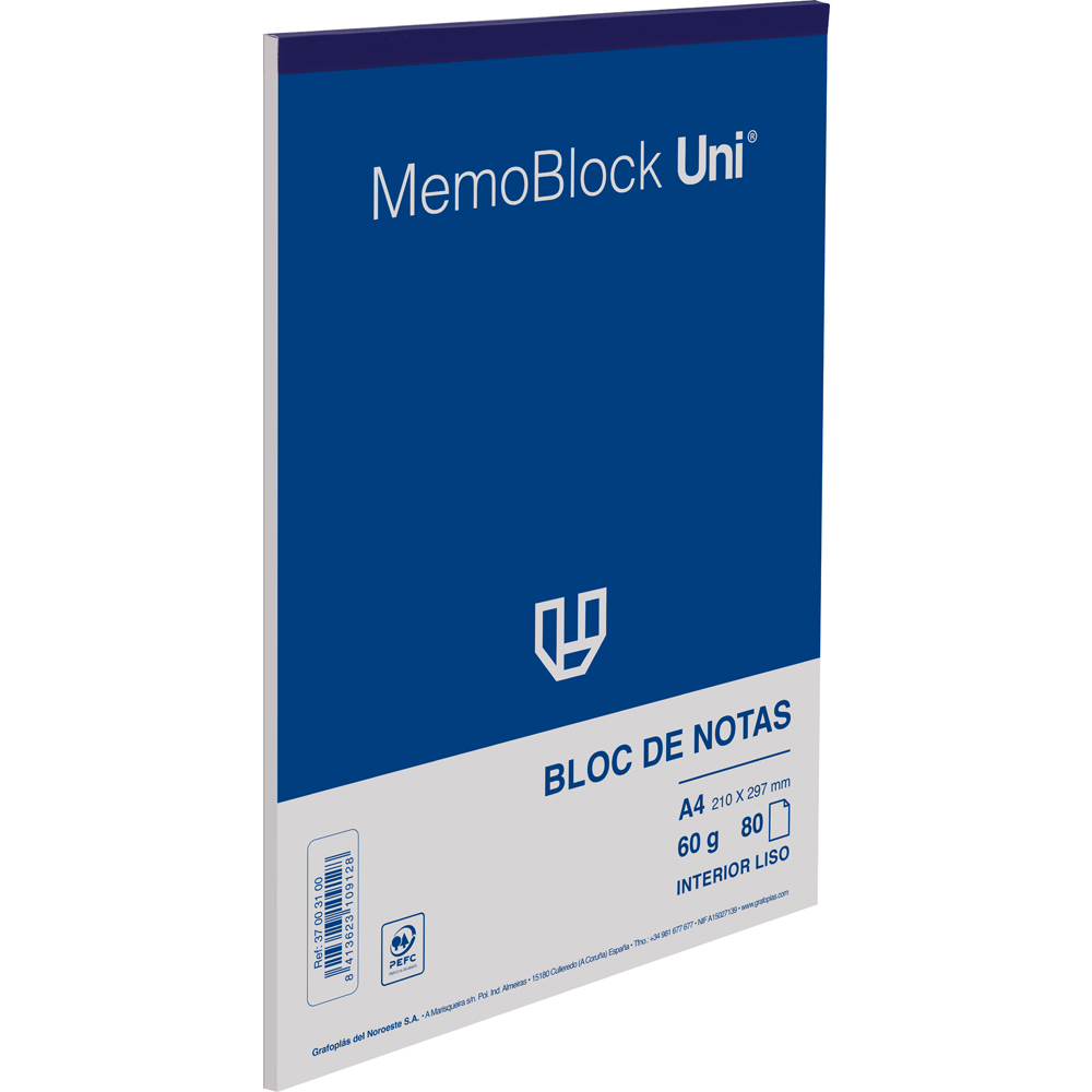 BLOC NOTAS A4 80H 60G LISO MEMOBLOCK