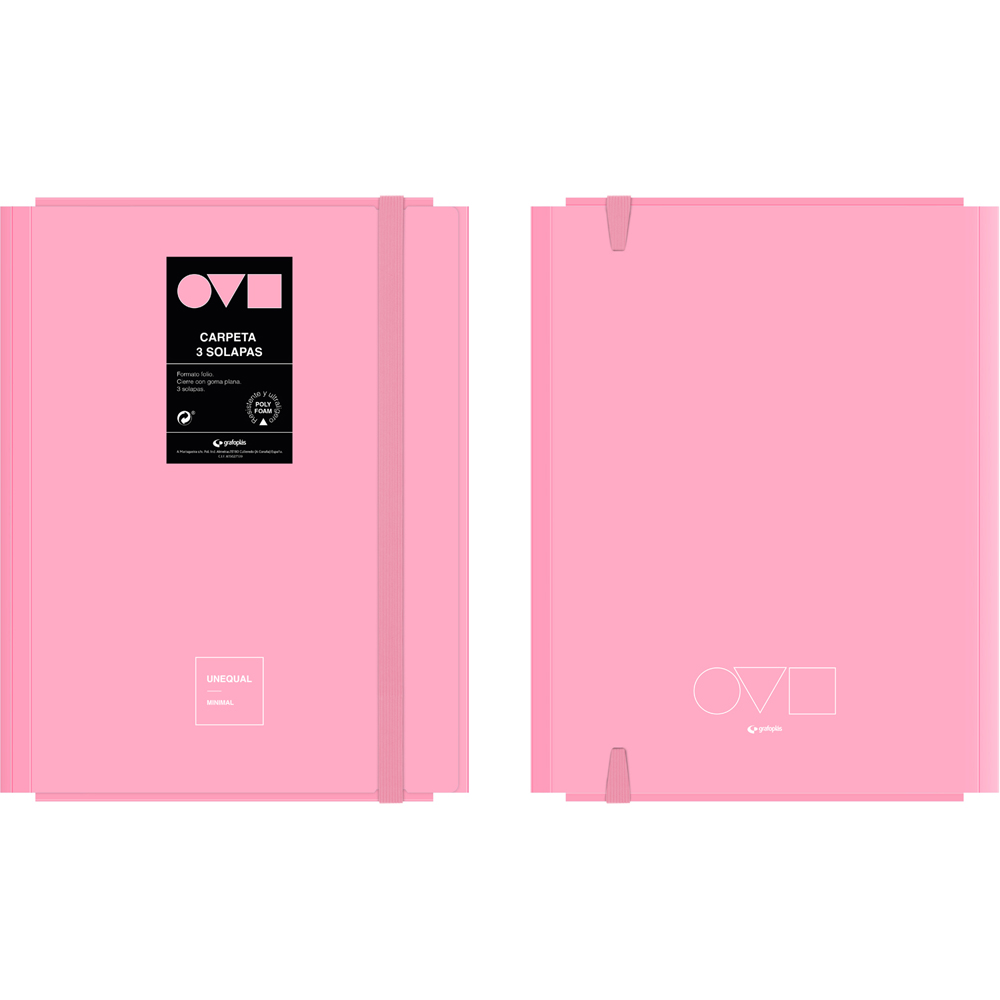 PASTA 3 SOLAPAS UNEQ MINIMAL ROSA