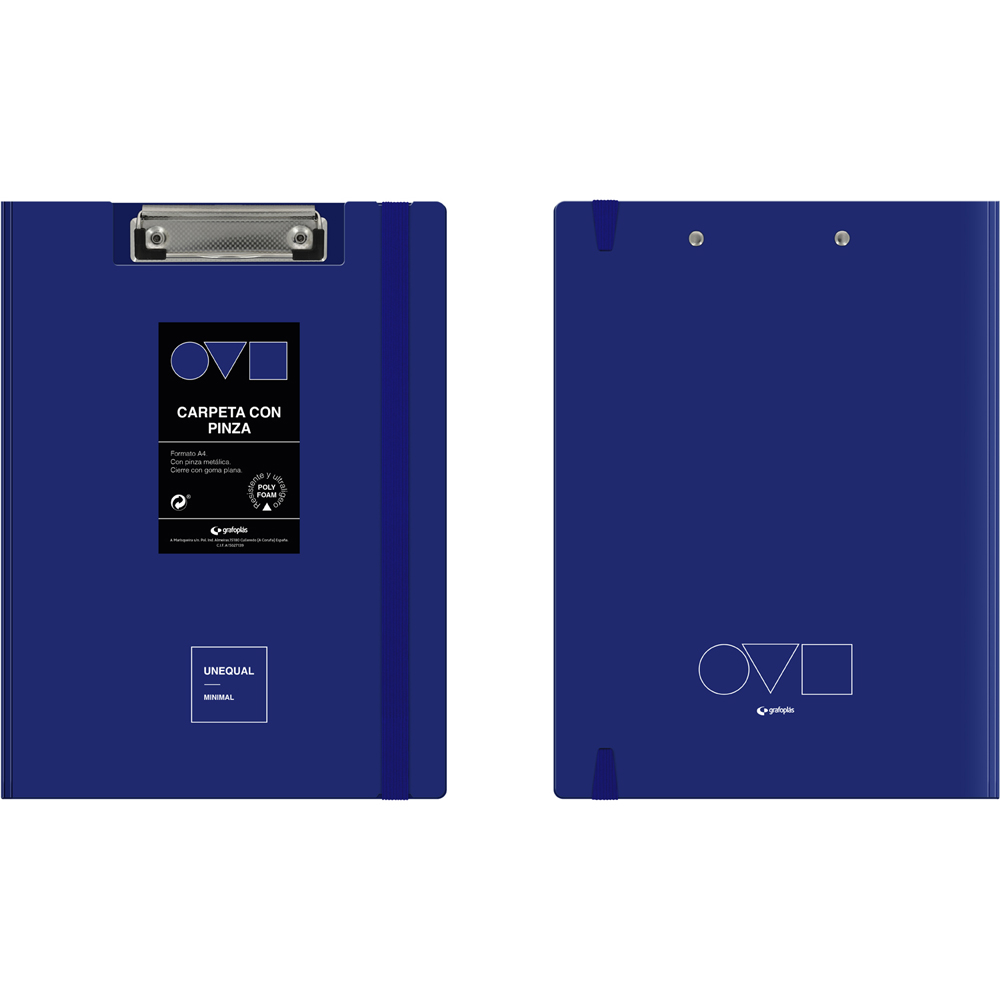 CARP A4 C/PINZA SUP UNEQ MINIMAL AZUL